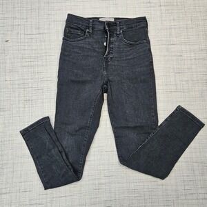 Everlane The‎ High Rise Skinny Ankle Jean Women's Black Wash Button Fly Denim
